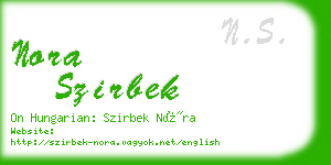 nora szirbek business card